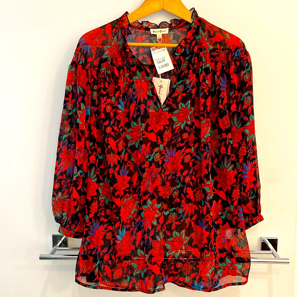 Grand & Green sheer XL blouse